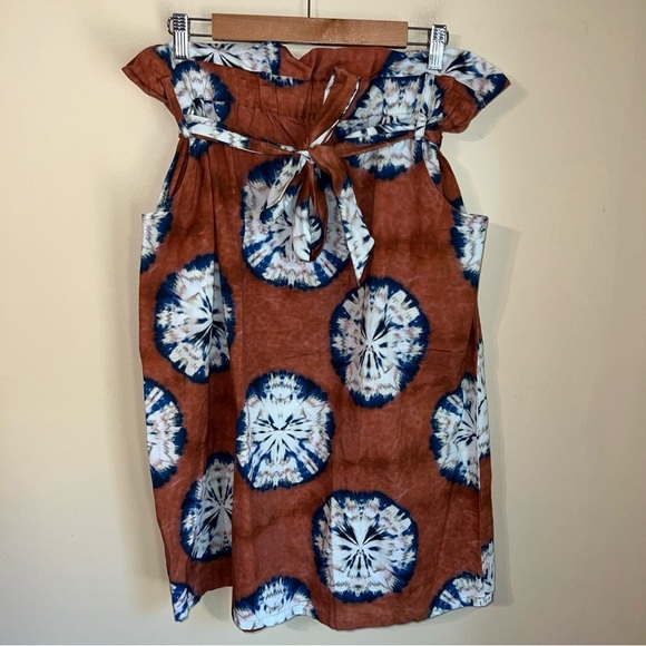Anthropologie Porridge Lanai Paper Bag Skirt size Large Orange Floral - Picture 1 of 5